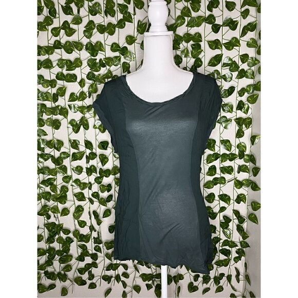 Pilcro and the Letterpress Charcoal Gray Modal Scoop Neck Cap Sleeve Top Large - Picture 1 of 6